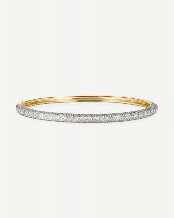 Pavé Diamond Stackable Gold Cloud Bangle For Discount