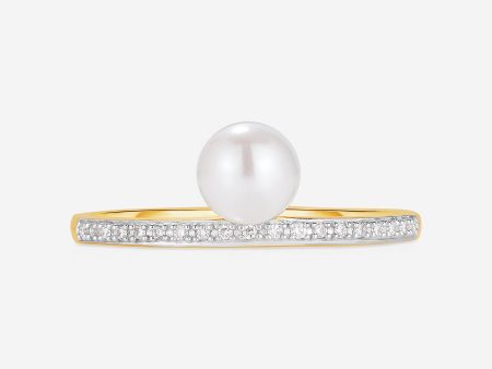 Pearl + Pavé Diamond Ring Discount