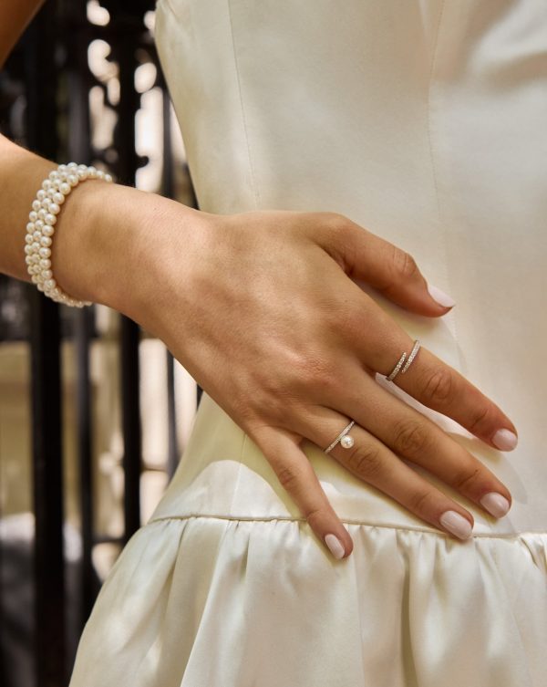 Pearl + Pavé Diamond Ring Discount