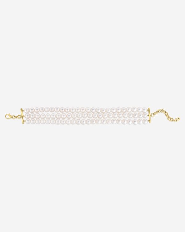 Three Row Pearl Bracelet Hot on Sale